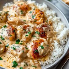 Creamy Smothered Chicken and Rice Recipe