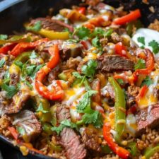 Queso Steak Fajita Skillet