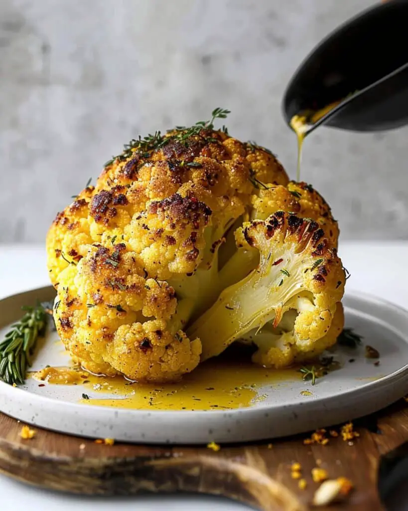 Whole Roasted Cauliflower with Tahini Sauce - Recipes by Janet