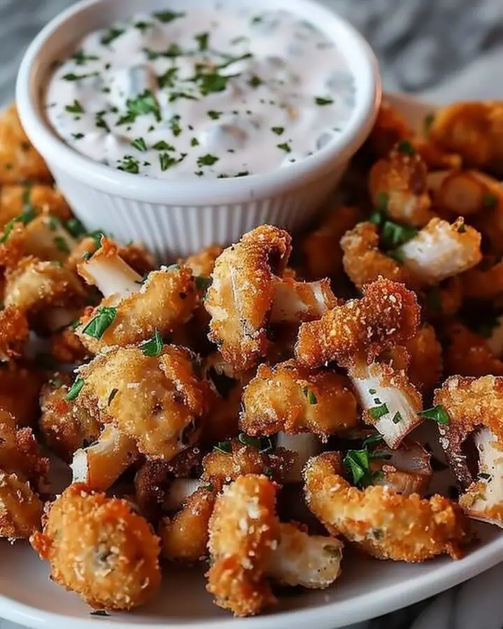 Crispy Fried Mushrooms with Cool Ranch Dip - Recipes by Janet