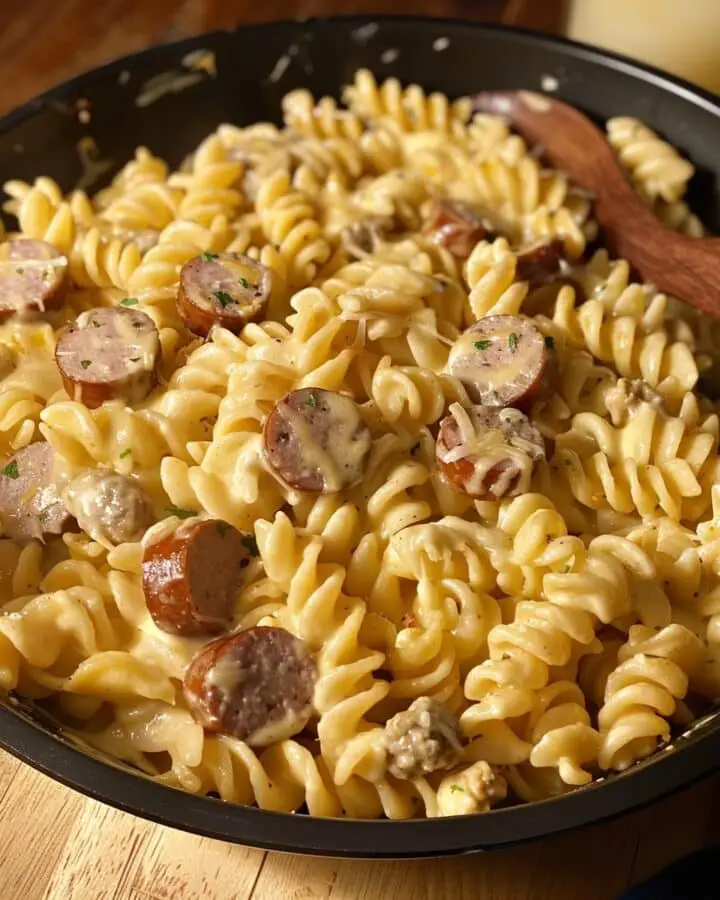 One-Pot Cheddar Ranch Chicken and Sausage Rotini - Recipes by Janet